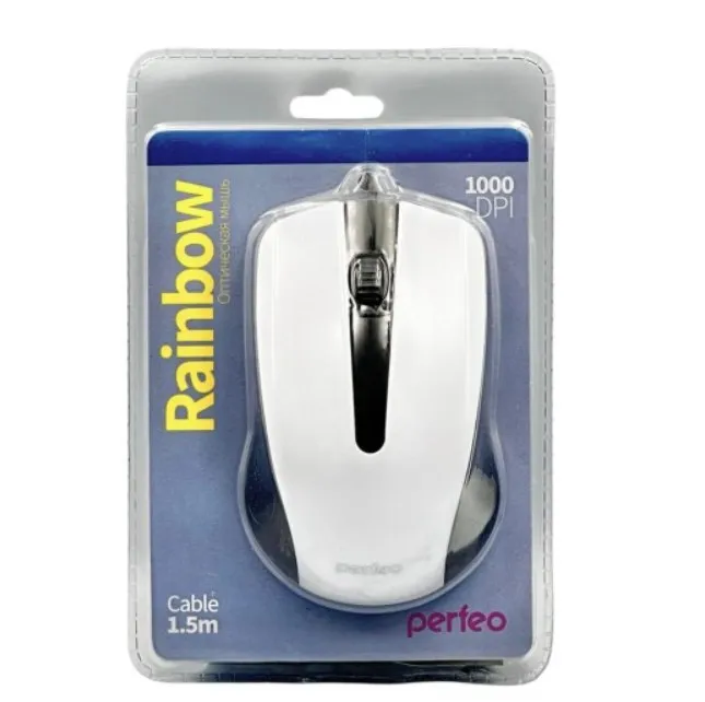 Мышь Perfeo оптическая PAINBOW. 3 кн, USB. 1.8м черн-бел.